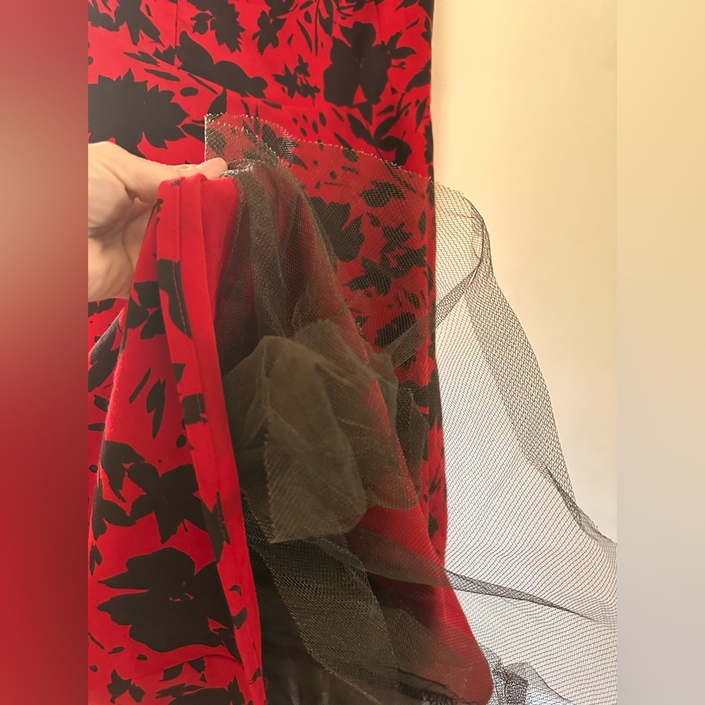Ruby Rox Red and Black Floral Midi Swing Dress - Picture 6 of 16